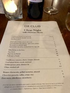 Ox Club Menu